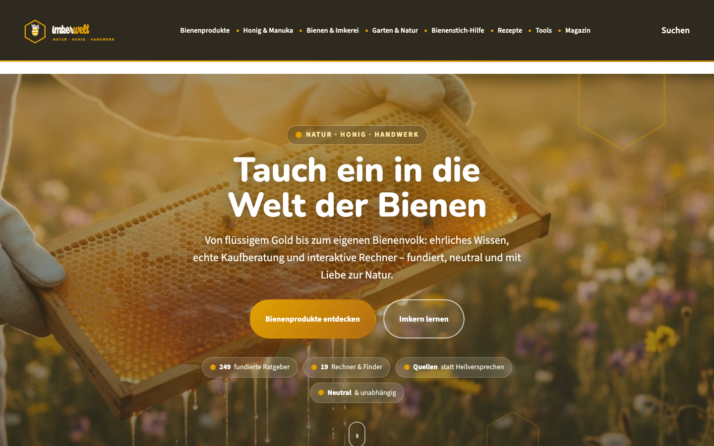 imker-welt.de – Ratgeber-Plattform rund um Bienen – mit eigenen interaktiven Tools